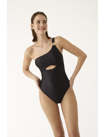 BAÑADOR CON COPA FOAM EXTRAÍBLE Y SIN AROS. JACQUARD GOLDEN NOIR