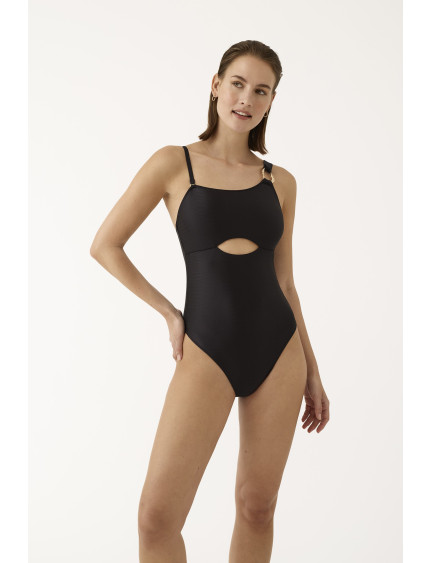 BAÑADOR CON COPA FOAM EXTRAÍBLE Y SIN AROS. JACQUARD GOLDEN NOIR