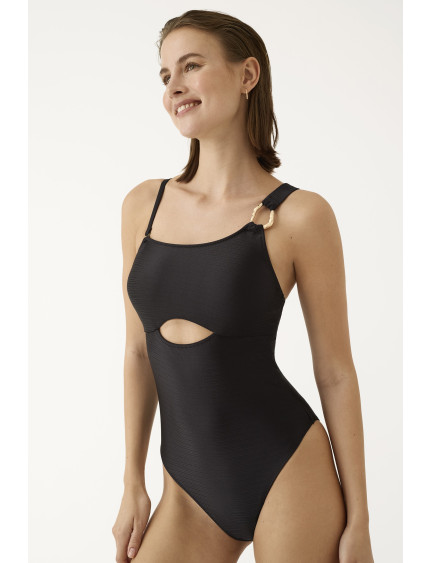 BAÑADOR CON COPA FOAM EXTRAÍBLE Y SIN AROS. JACQUARD GOLDEN NOIR