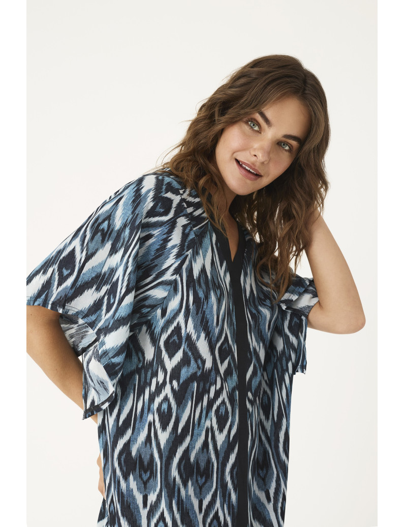 CAFTÁN CREPÉ INDIGO WAVE