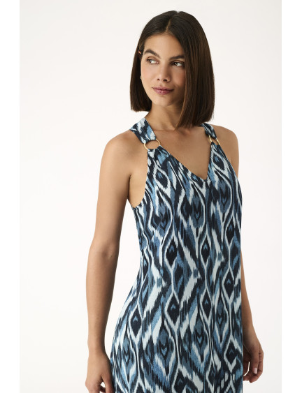 VESTIDO LARGO TIRANTES CREPÉ INDIGO WAVE