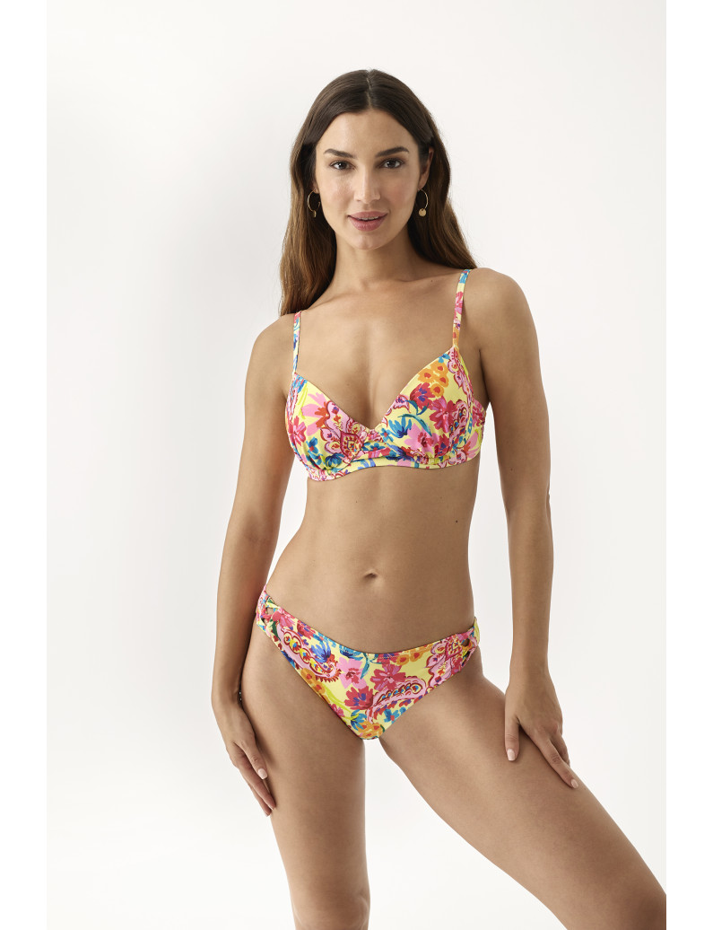 CONJ. SUJETADOR CON AROS Y COPA  CON BIKINI NORMAL CITRUS BLOOM