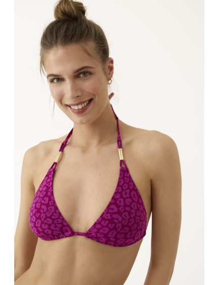 CONJ. TRIANGULAR CORTINA CON BRAGUITA BIKINI. JACQUARD FUCHSIA FEVER