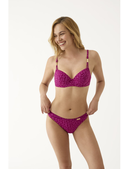 CONJ. SUJETADOR CON AROS Y COPA CON BIKINI JACQUARD FUCHSIA FEVER