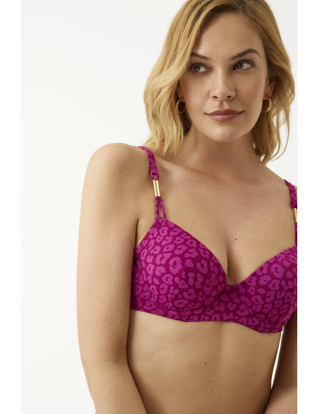 SUJETADOR CON AROS Y COPA  JACQUARD FUCHSIA FEVER