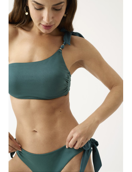 CONJ. TOP CON AROS CON BRAGUITA BIKINI. TEJIDO BRILLANTE EMERALD GLOW