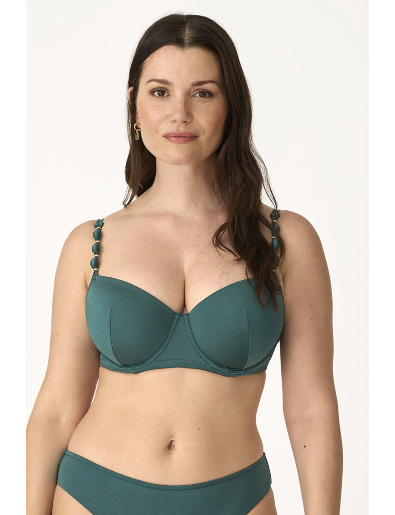 SUJETADOR CON AROS Y COPA  TEJIDO BRILLANTE EMERALD GLOW