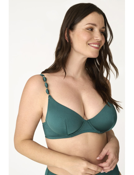 CONJ. SUJETADOR FORRADO CON MIDI REFORZ.. TEJIDO BRILLANTE EMERALD GLOW