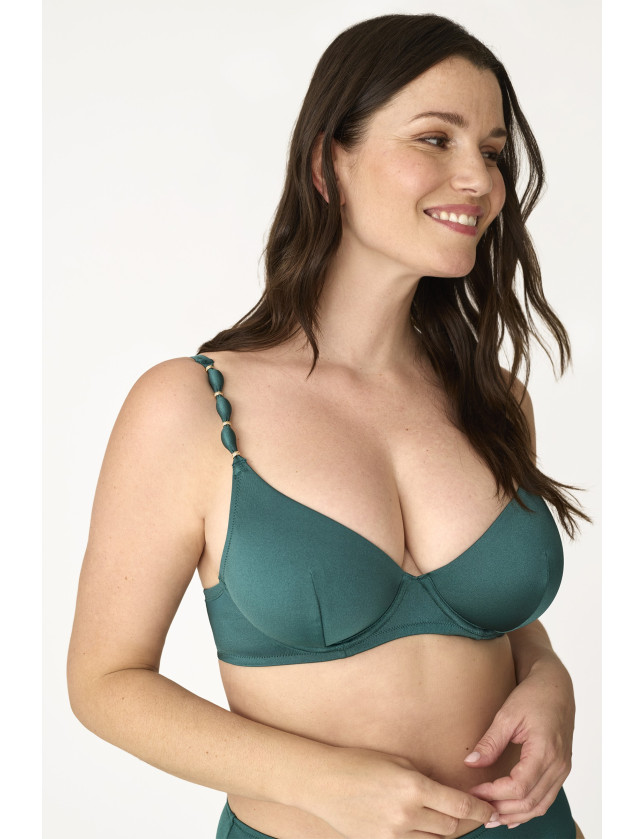 SUJETADOR FORRADO CAPACIDAD CON AROS TEJIDO BRILLANTE EMERALD GLOW