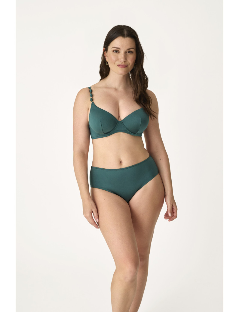 BRAGUITA MIDI CON REFUERZO. TEJIDO BRILLANTE EMERALD GLOW