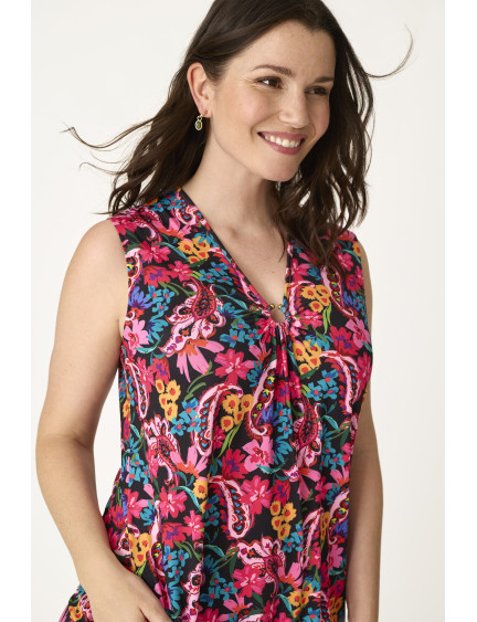 VESTIDO SIN MANGAS PUNTO ELÁSTICO DARK BLOOM