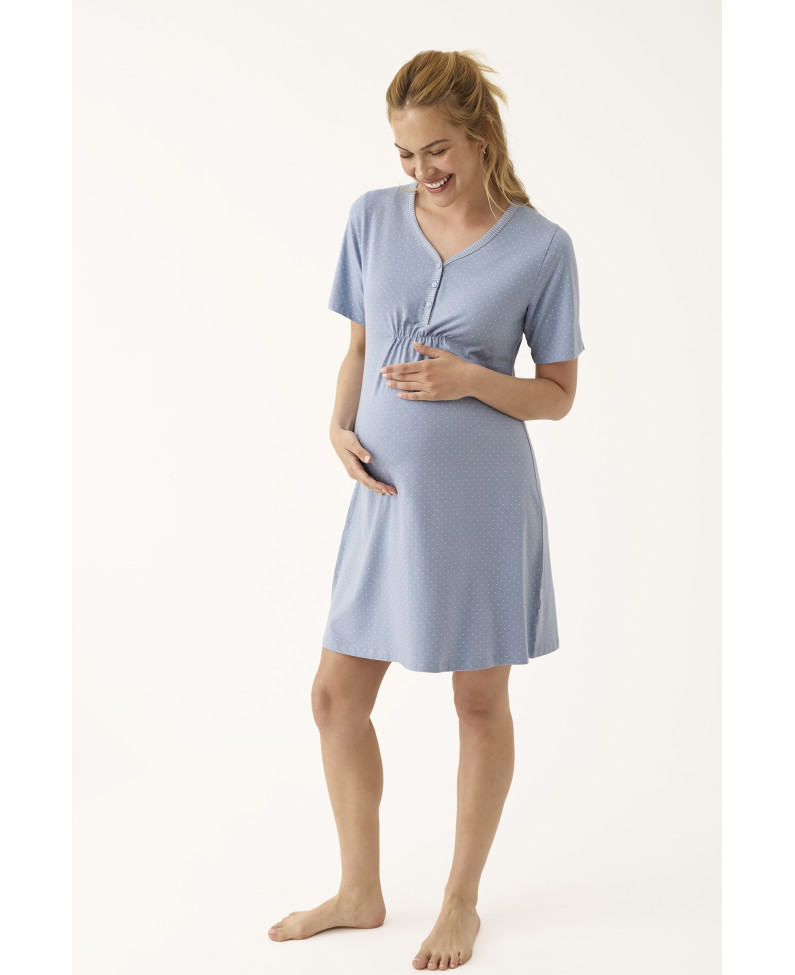CAMISOLA MATERNAL MANGA CORTA ALGODÓN/VISCOSA TOPOS