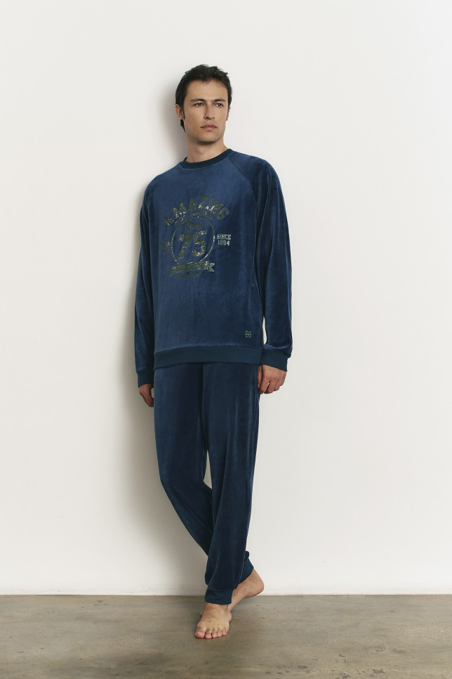 PIJAMA PANTALÓN LARGO PUÑO CON CAMISETA MANGA LARGA TEJIDO COTTON VELVET