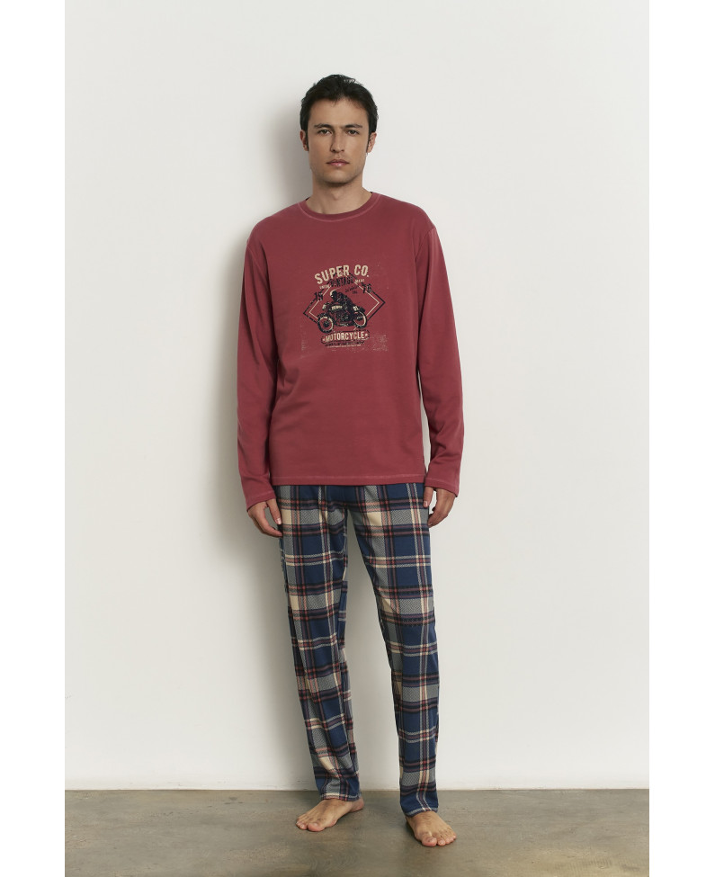PIJAMA 3 PIEZAS PANTALÓN LARGO CON CAMISETA MANGA LARGA ALGODÓN. CHAQUETA TEJIDO PELUDO CON CREMALLERA