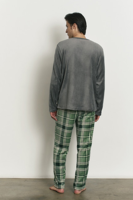 PIJAMA PANTALÓN LARGO CON SUDADERA MANGA LARGA TEJIDO PELUDO