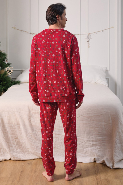 PIJAMA NAVIDEÑO PANTALÓN LARGO PUÑO CON CAMISETA MANGA LARGA  ALGODÓN CON ACABADO INTERIOR MUY SUAVE
