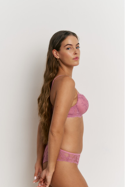 CONJ. SUJETADOR PUSH UP ENCAJE CON BRASILEÑA POMPADORE