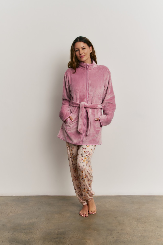 PIJAMA 3 PIEZAS VISCOSA CON BATA TEJIDO SEDALINA CON CREMALLERA POMPADORE