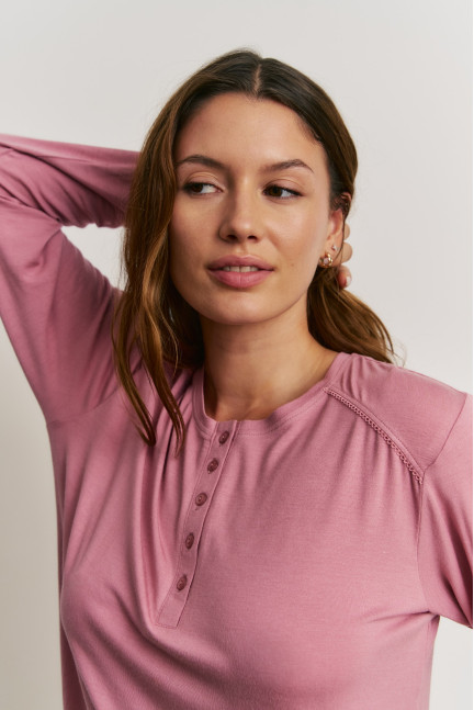 PIJAMA 3 PIEZAS PANTALÓN LARGO PUÑO CON CAMISETA MANGA LARGA VISCOSA CON BATA TEJIDO SEDALINA CON CREMALLERA