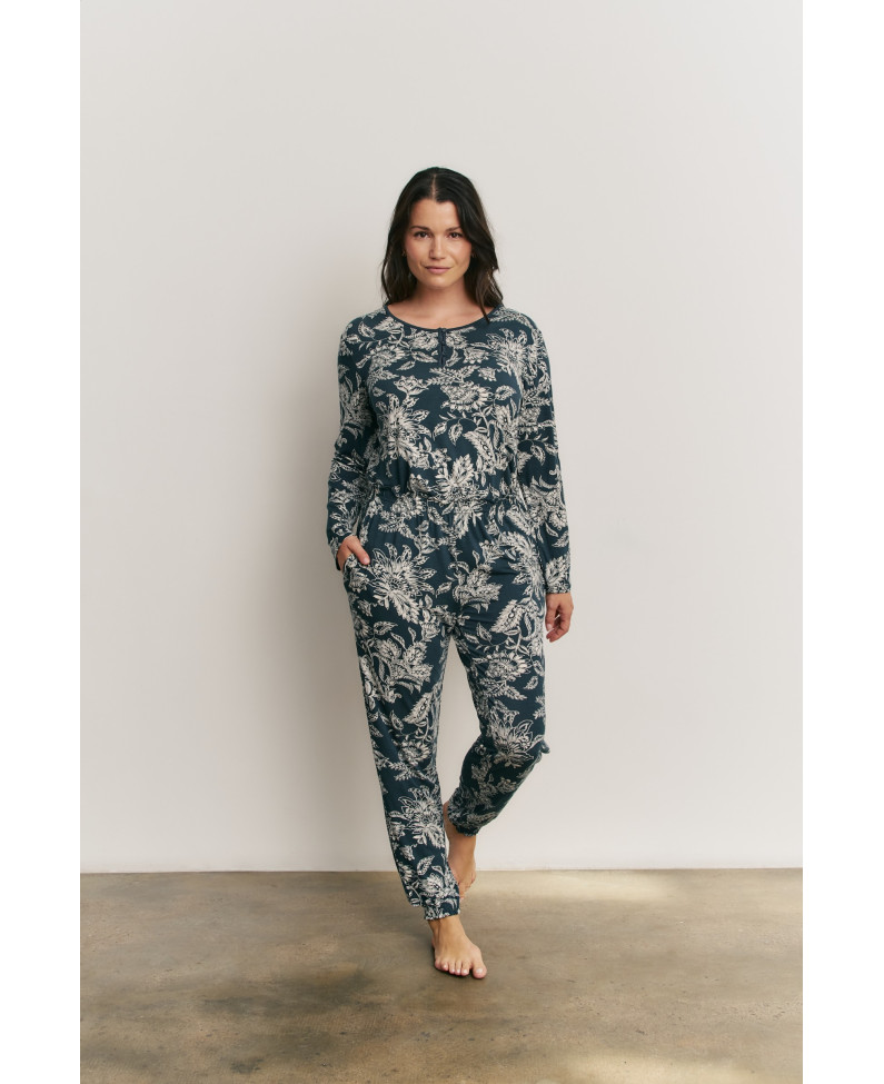 PIJAMA PANTALÓN LARGO PUÑO CON CAMISETA MANGA LARGA VISCOSA  AUREA