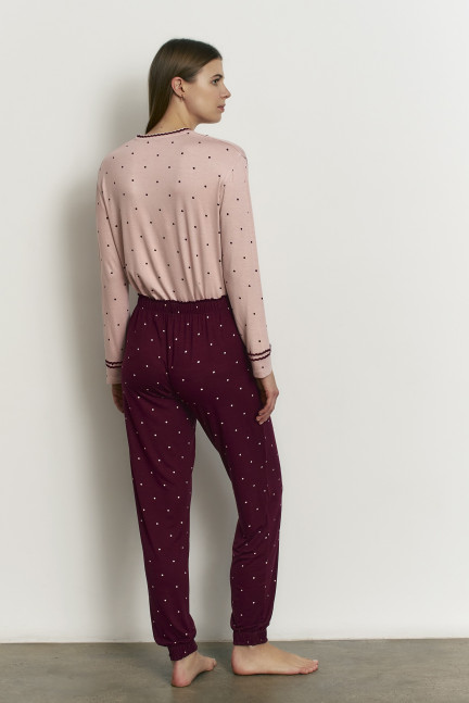PIJAMA 3 PIEZAS PANTALÓN LARGO PUÑO CON CAMISETA MANGA LARGA VISCOSA CON BATA TEJIDO SEDALINA CON CINTURÓN