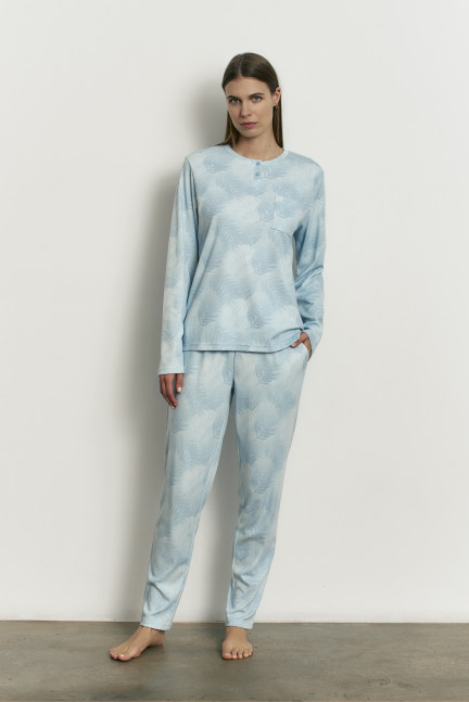 PIJAMA 3 PIEZAS PANTALÓN LARGO CON CAMISETA MANGA LARGA ALGODÓN. BATA TEJIDO PELUDO CON CREMALLERA