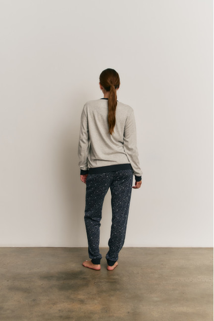 PIJAMA 3 PIEZAS PANTALÓN LARGO PUÑO CON CAMISETA MANGA LARGA ALGODÓN. BOMBER TEJIDO BORREGUITO CON CREMALLERA