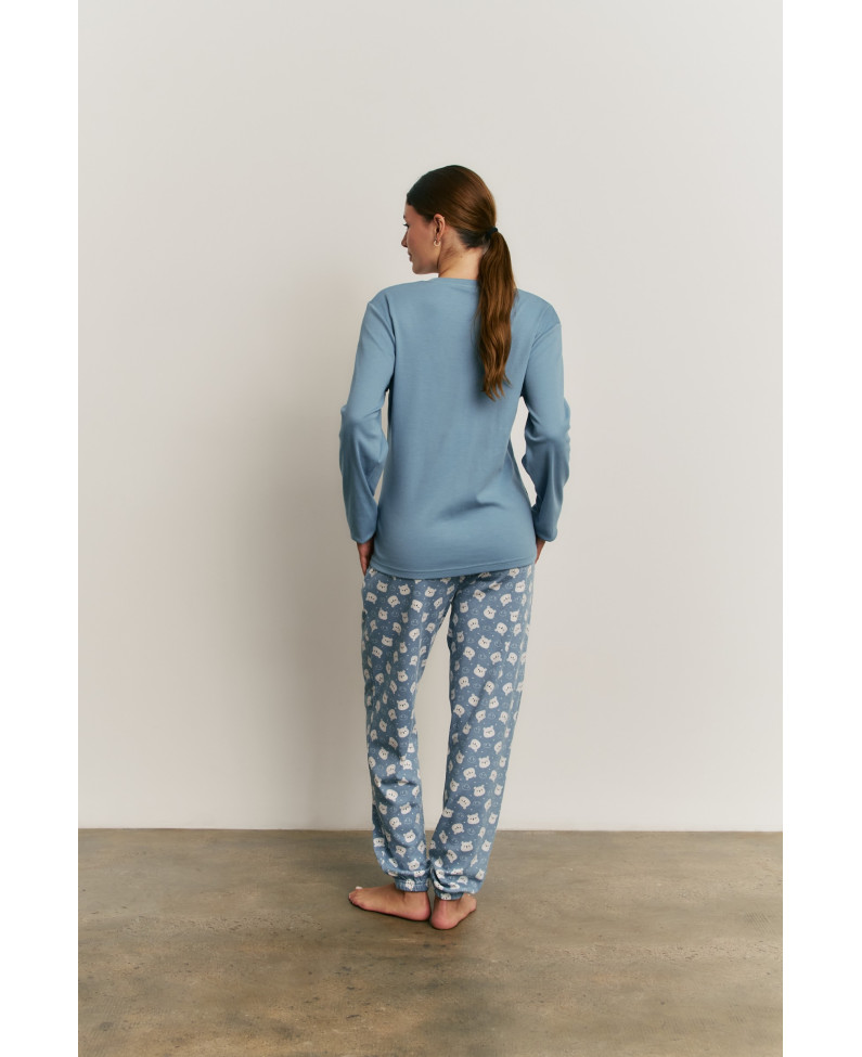 PIJAMA 3 PIEZAS PANTALÓN LARGO PUÑO CON CAMISETA MANGA LARGA ALGODÓN. BATA TEJIDO PELUDO CON CREMALLERA