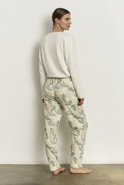 PIJAMA PANTALÓN LARGO CON CAMISETA MANGA LARGA ALGODÓN CON ACABADO INTERIOR SUAVE