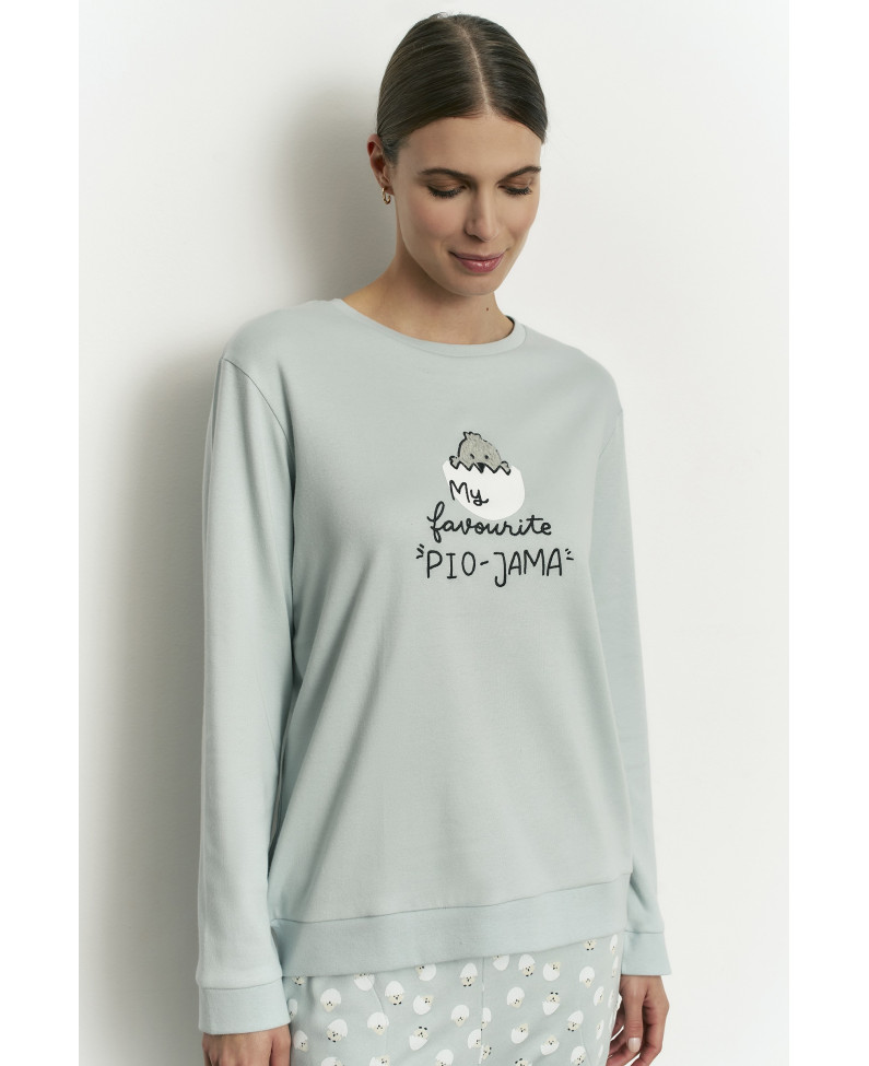 PIJAMA PANTALÓN LARGO PUÑO CON CAMISETA MANGA LARGA 100% ALGODÓN CON ACABADO INTERIOR SUAVE