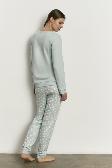 PIJAMA PANTALÓN LARGO PUÑO CON CAMISETA MANGA LARGA 100% ALGODÓN CON ACABADO INTERIOR SUAVE