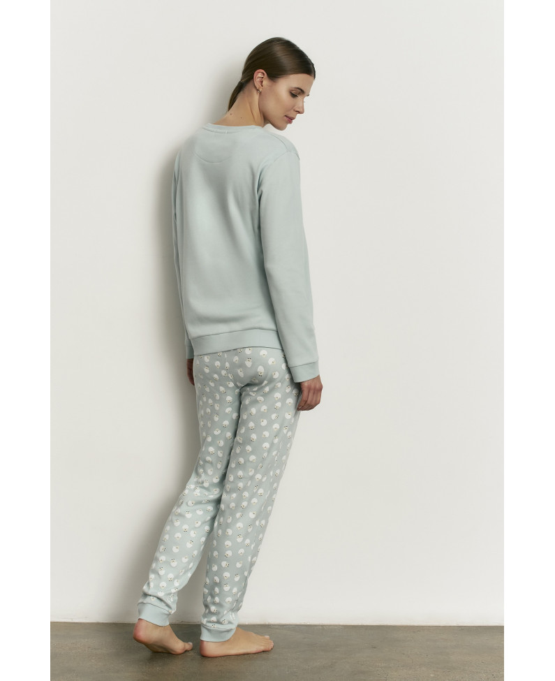 PIJAMA PANTALÓN LARGO PUÑO CON CAMISETA MANGA LARGA 100% ALGODÓN CON ACABADO INTERIOR SUAVE
