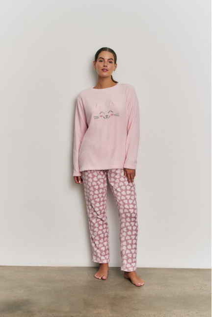 PIJAMA PANTALÓN LARGO Y SUDADERA MANGA LARGA TEJIDO PELUDO