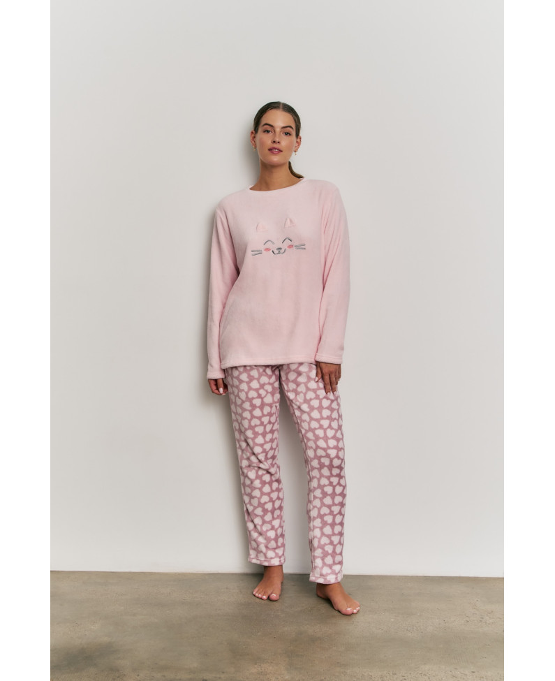 PIJAMA PANTALÓN LARGO Y SUDADERA MANGA LARGA TEJIDO PELUDO