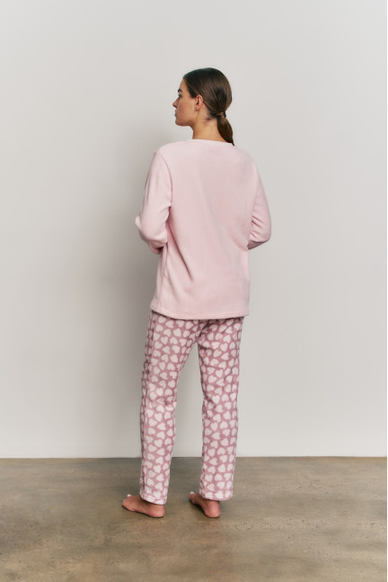 PIJAMA PANTALÓN LARGO Y SUDADERA MANGA LARGA TEJIDO PELUDO