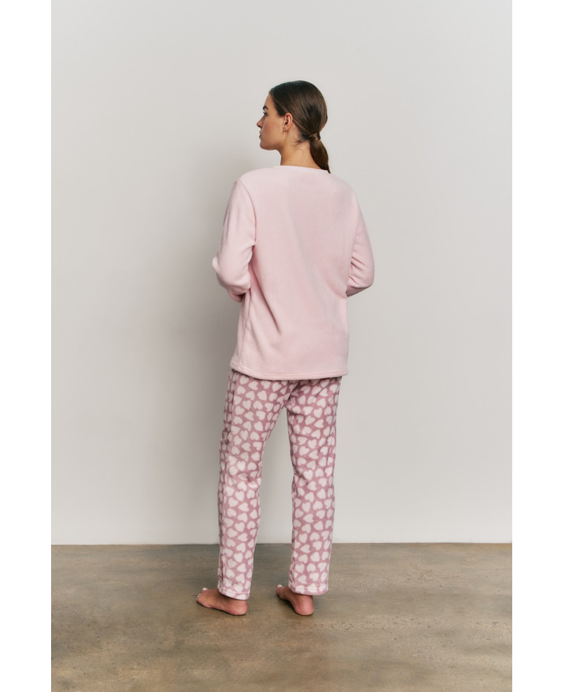 PIJAMA PANTALÓN LARGO Y SUDADERA MANGA LARGA TEJIDO PELUDO