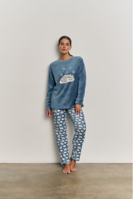 PIJAMA PANTALÓN LARGO Y SUDADERA MANGA LARGA TEJIDO PELUDO. DIADEMA A JUEGO DE REGALO!
