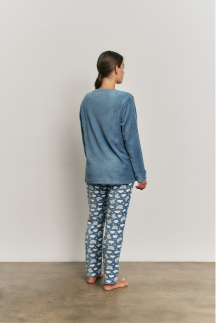 PIJAMA PANTALÓN LARGO Y SUDADERA MANGA LARGA TEJIDO PELUDO. DIADEMA A JUEGO DE REGALO!