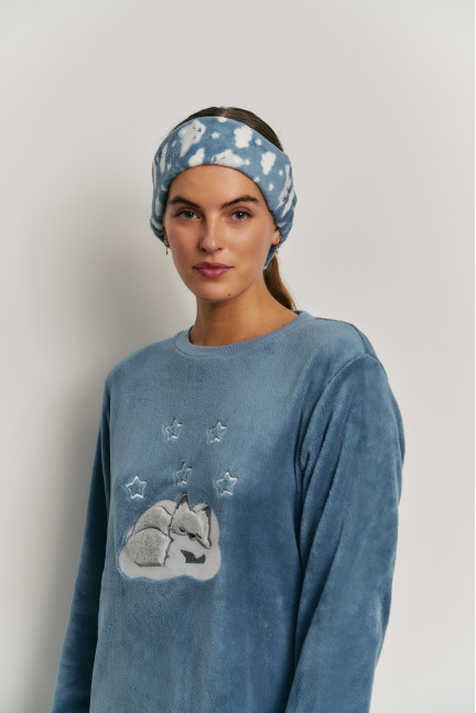 PIJAMA PANTALÓN LARGO Y SUDADERA MANGA LARGA TEJIDO PELUDO. DIADEMA A JUEGO DE REGALO!