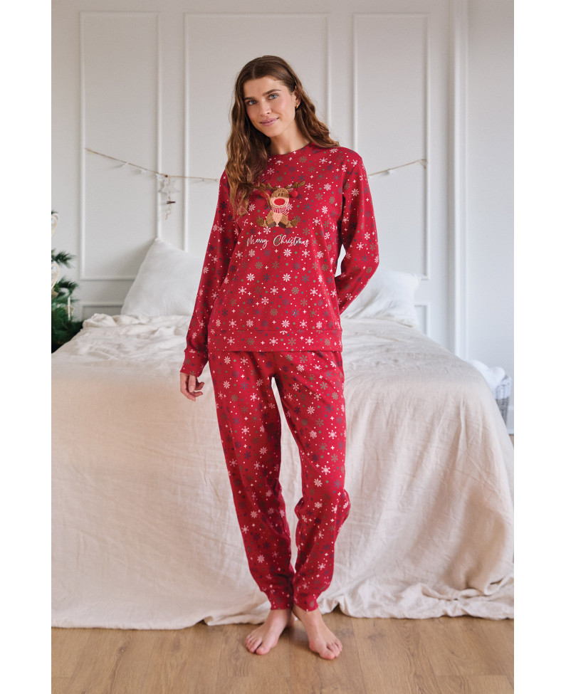 PIJAMA NAVIDEÑO PANTALÓN LARGO PUÑO CON CAMISETA MANGA LARGA  ALGODÓN CON ACABADO INTERIOR MUY SUAVE
