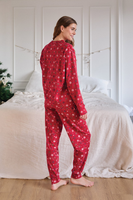 PIJAMA NAVIDEÑO PANTALÓN LARGO PUÑO CON CAMISETA MANGA LARGA  ALGODÓN CON ACABADO INTERIOR MUY SUAVE