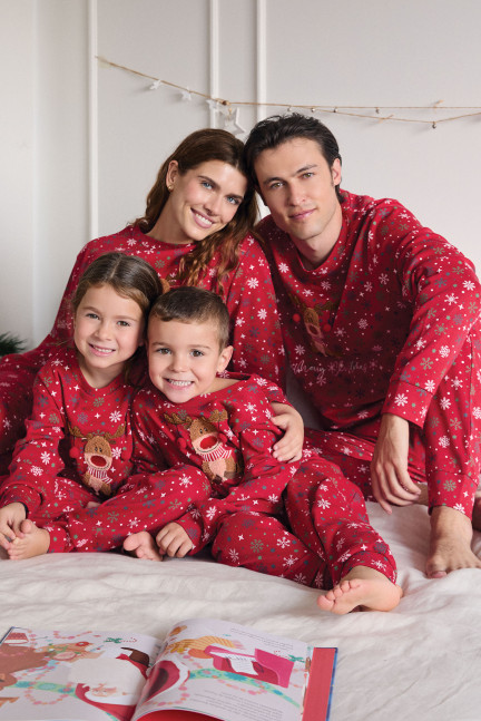 PIJAMA NAVIDEÑO PANTALÓN LARGO PUÑO CON CAMISETA MANGA LARGA  ALGODÓN CON ACABADO INTERIOR MUY SUAVE