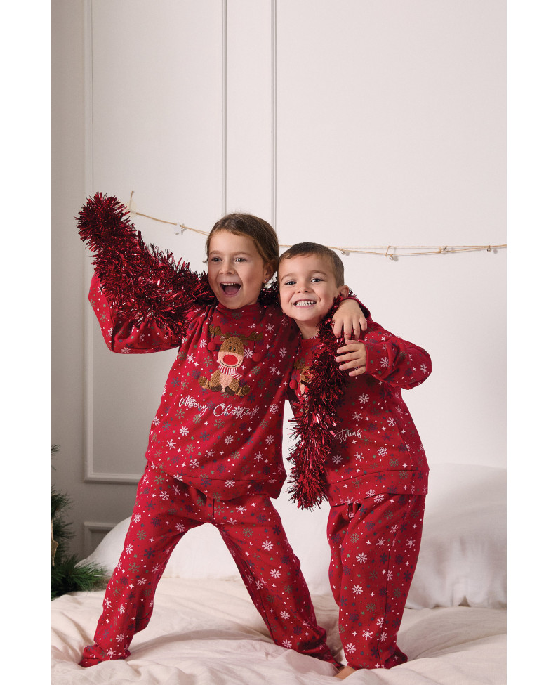 PIJAMA NAVIDEÑO PANTALÓN LARGO PUÑO CON CAMISETA MANGA LARGA ALGODÓN CON ACABADO INTERIOR MUY SUAVE. NIÑO/NIÑA