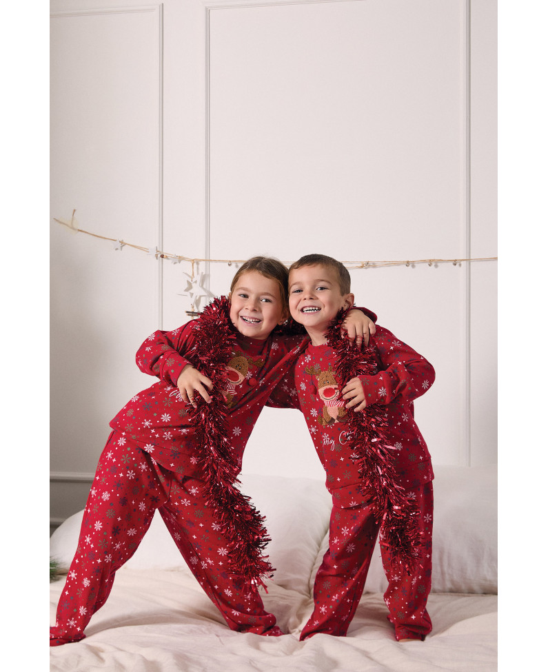 PIJAMA NAVIDEÑO PANTALÓN LARGO PUÑO CON CAMISETA MANGA LARGA ALGODÓN CON ACABADO INTERIOR MUY SUAVE. NIÑO/NIÑA