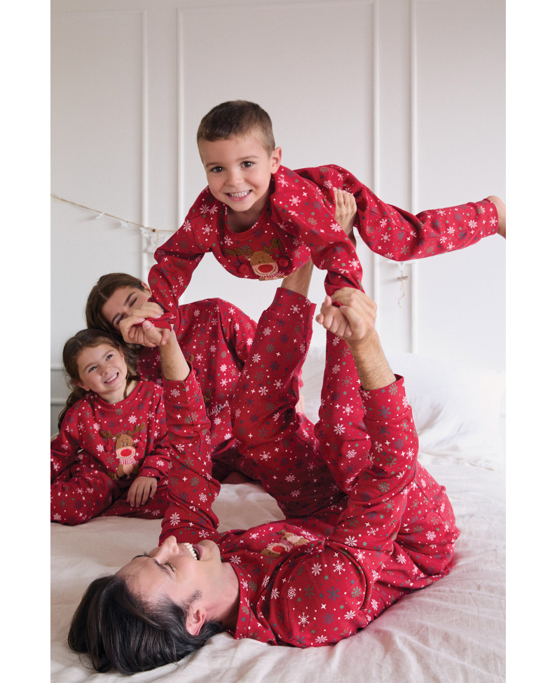 PIJAMA NAVIDEÑO PANTALÓN LARGO PUÑO CON CAMISETA MANGA LARGA ALGODÓN CON ACABADO INTERIOR MUY SUAVE. NIÑO/NIÑA