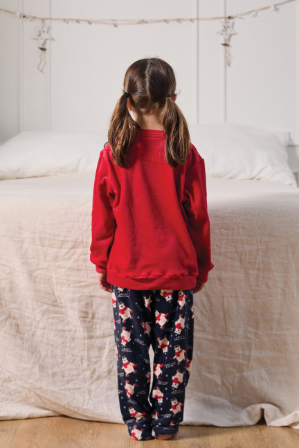 PIJAMA NAVIDEÑO PANTALÓN LARGO PUÑO CON CAMISETA MANGA LARGA REALIZADO EN SUAVE TERCIOPELO ELÁSTICO. NIÑO/NIÑA