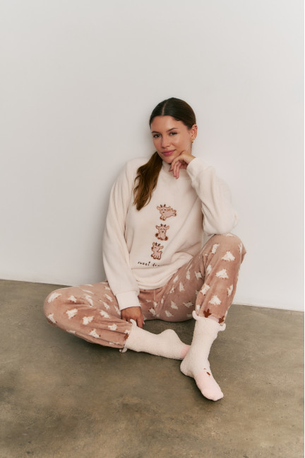 PIJAMA PANTALÓN Y SUDADERA TEJIDO PELUDO CABRITAS