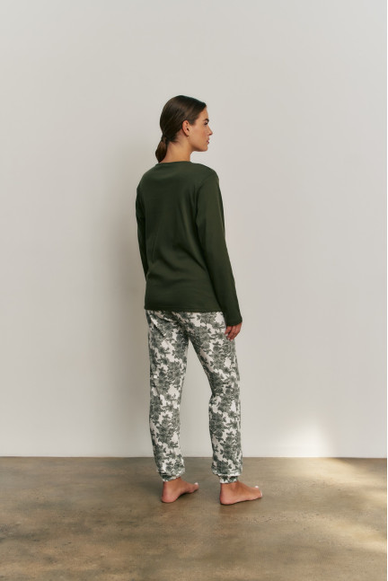PIJAMA 3 PIEZAS PANTALÓN LARGO ALGODÓN. BOMBER TEJIDO BORREGUITO OFF WHITE