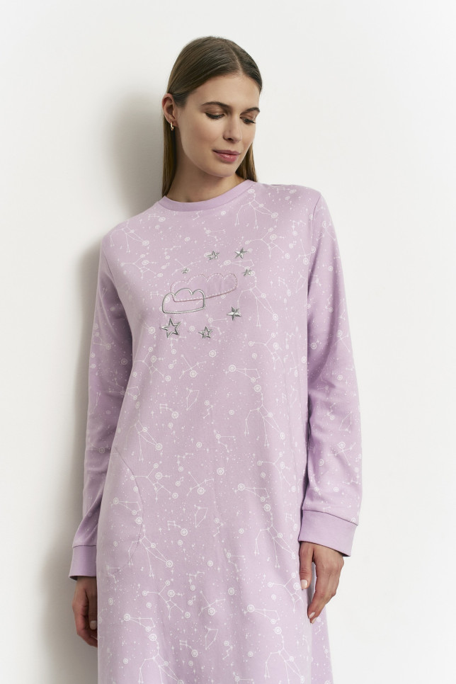 CAMISÓN MANGA LARGA  100% ALGODÓN CON ACABADO INTERIOR SUAVE GALAXIA
