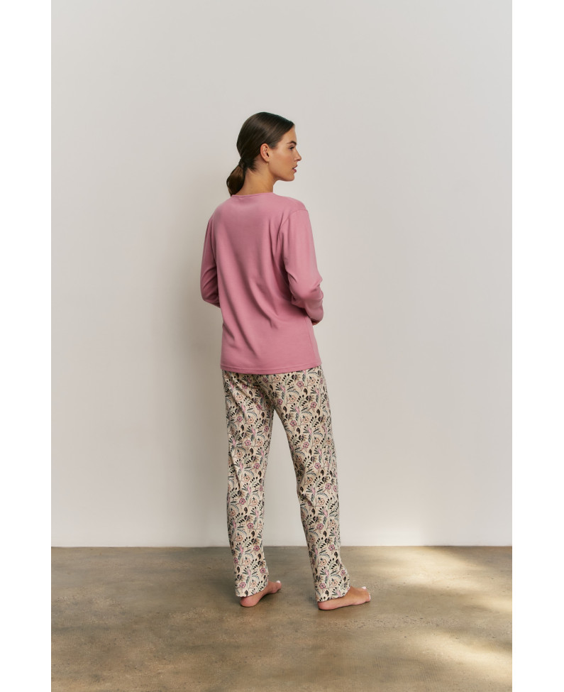 PIJAMA 3 PIEZAS ALGODÓN SUAVE FLOR. BATA TEJIDO PELUDO CON CREMALLERA